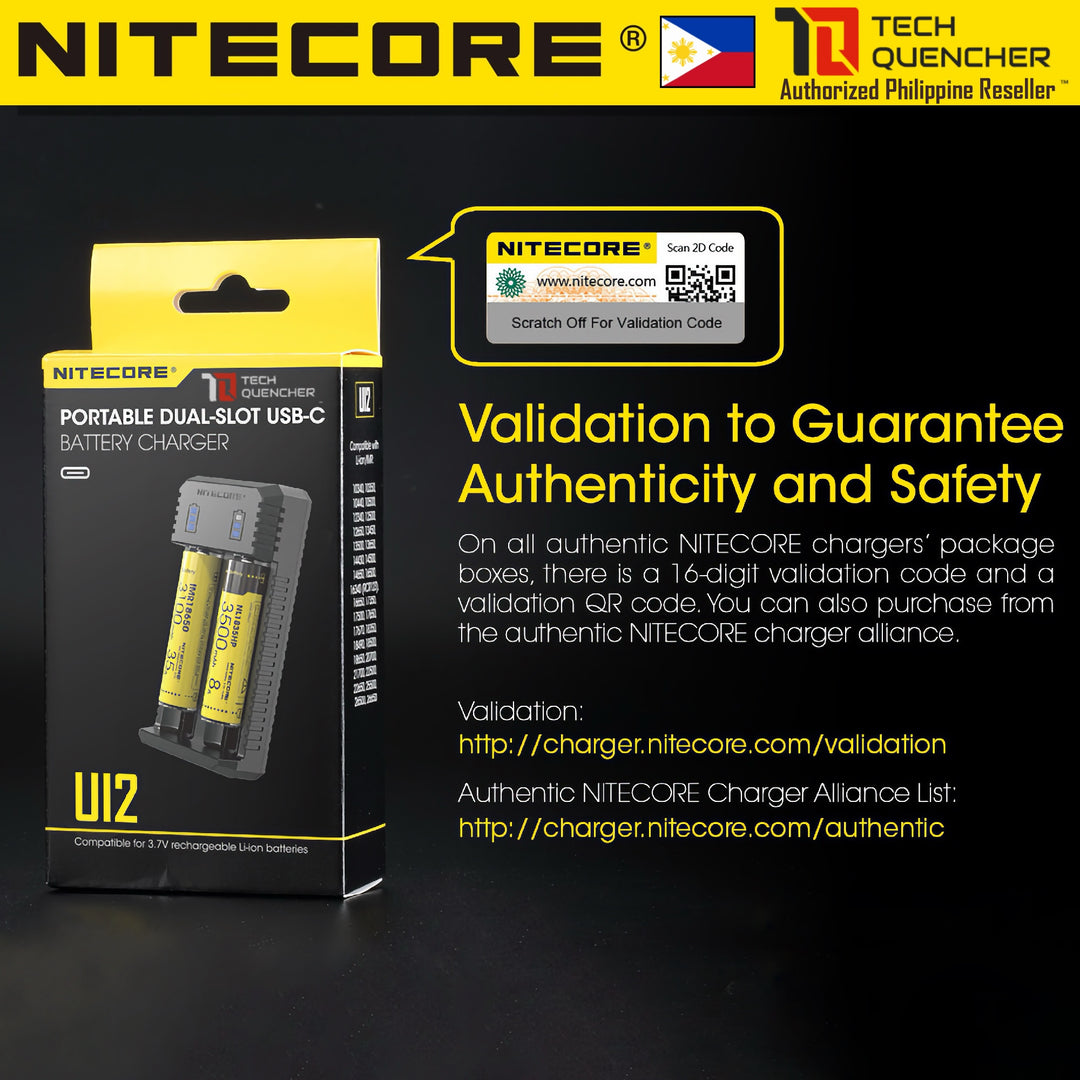 Nitecore UI2 V2 Portable USB-C Li-ion Battery Charger - Dual Slot - Lightweight EDC - 1000mA MAX