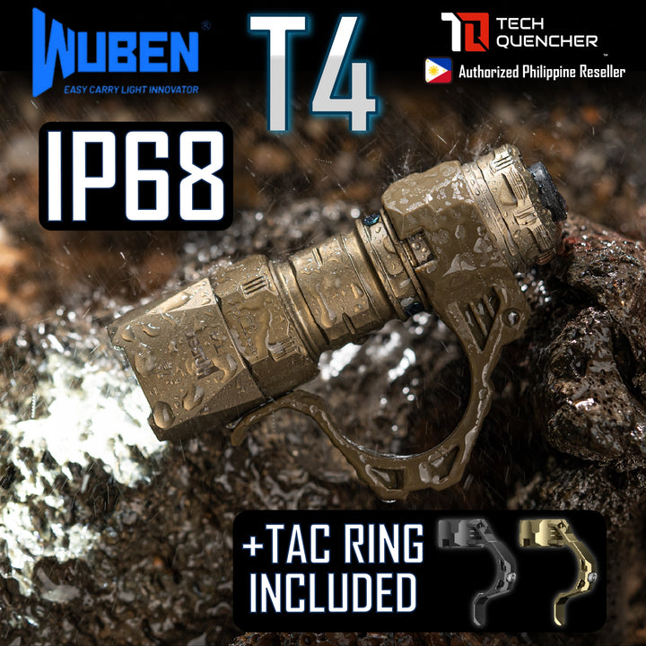 Wuben T4 Flashlight - Compact - Rotary Selector Mode - Dual Stage Tailcap - 850 Lumens - USB-C