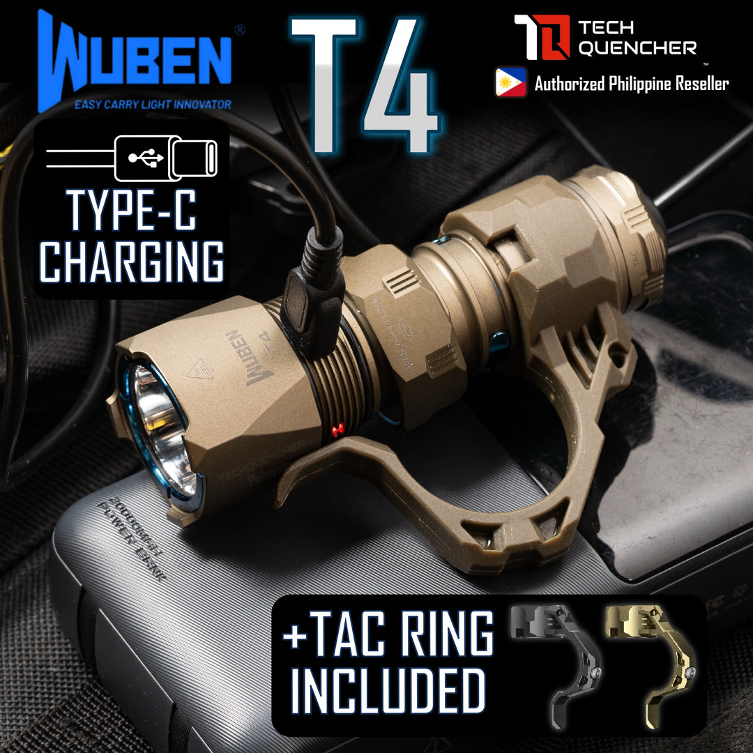 Wuben T4 Flashlight - Compact - Rotary Selector Mode - Dual Stage Tailcap - 850 Lumens - USB-C
