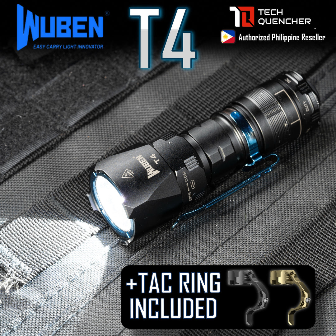 Wuben T4 Flashlight - Compact - Rotary Selector Mode - Dual Stage Tailcap - 850 Lumens - USB-C