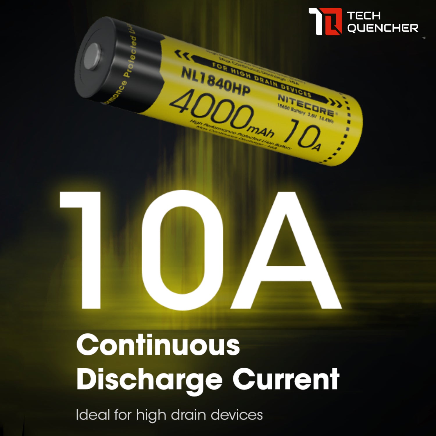 Nitecore NL1840HP Battery - 4000mAh 10A 18650 High Drain Protected Li-ion Rechargeable Battery -IPX6