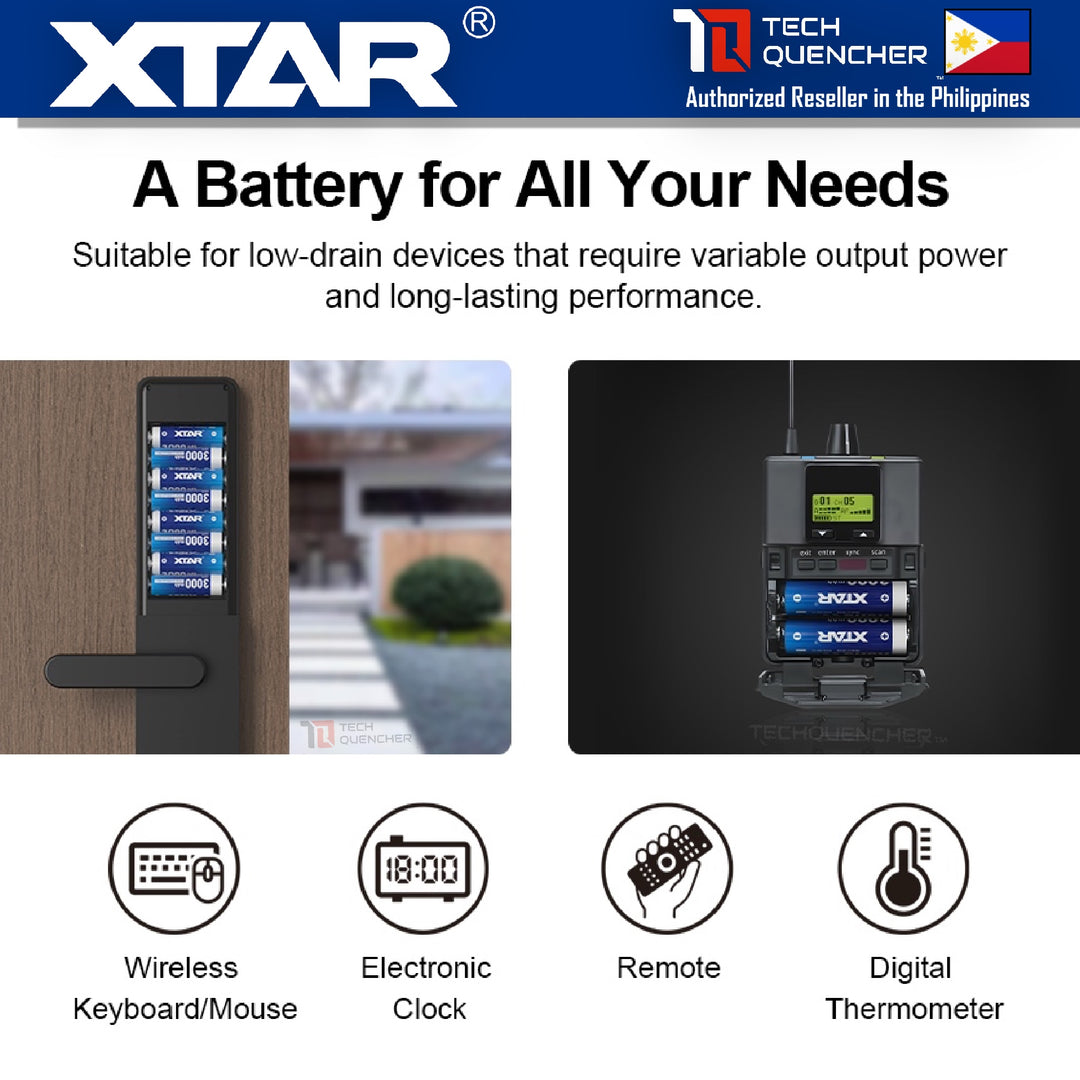 XTAR AA LR 1.5V 3000mAh USB-C Rechargeable Lithium Battery - 3.9h Fast Charging - Light Indicators