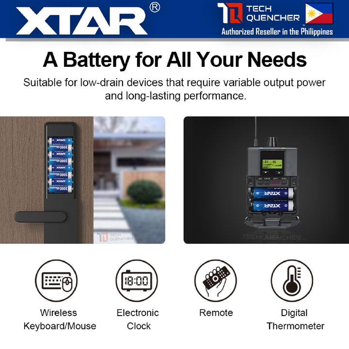 XTAR AA LR 1.5V 3000mAh USB-C Rechargeable Lithium Battery - 3.9h Fast Charging - Light Indicators