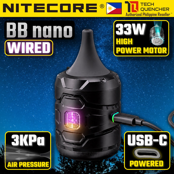 Nitecore BB Nano Wired - Portable Electronic Blower - USB-C Powered - Camera Cleaning - RGB - Vacuum