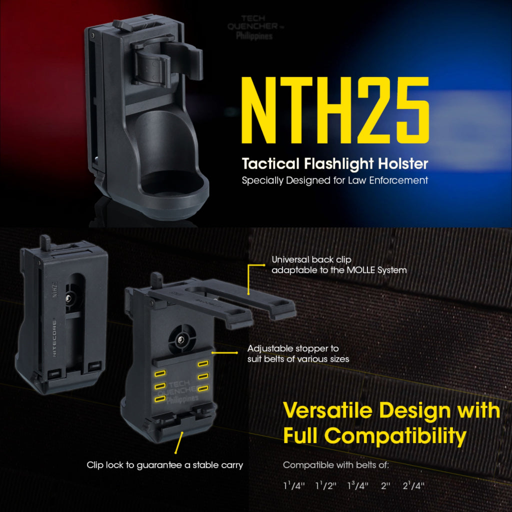 Nitecore NTH25 Tactical Flashlight Holster - Belt Holster - Rotating - Lockout Function - P20iX