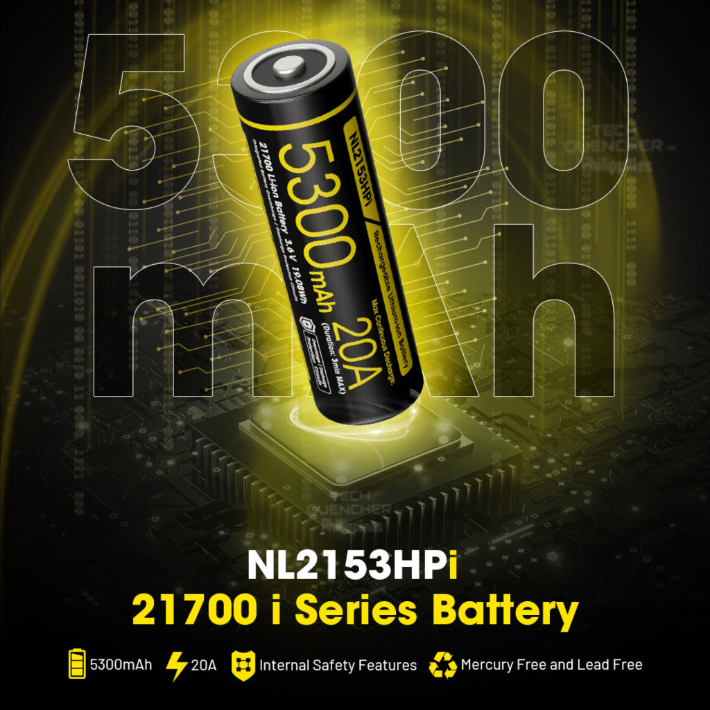 Nitecore NL2153HPi 5300mAh Battery - 20A - 21700 i Series High Drain - High Capacity Battery