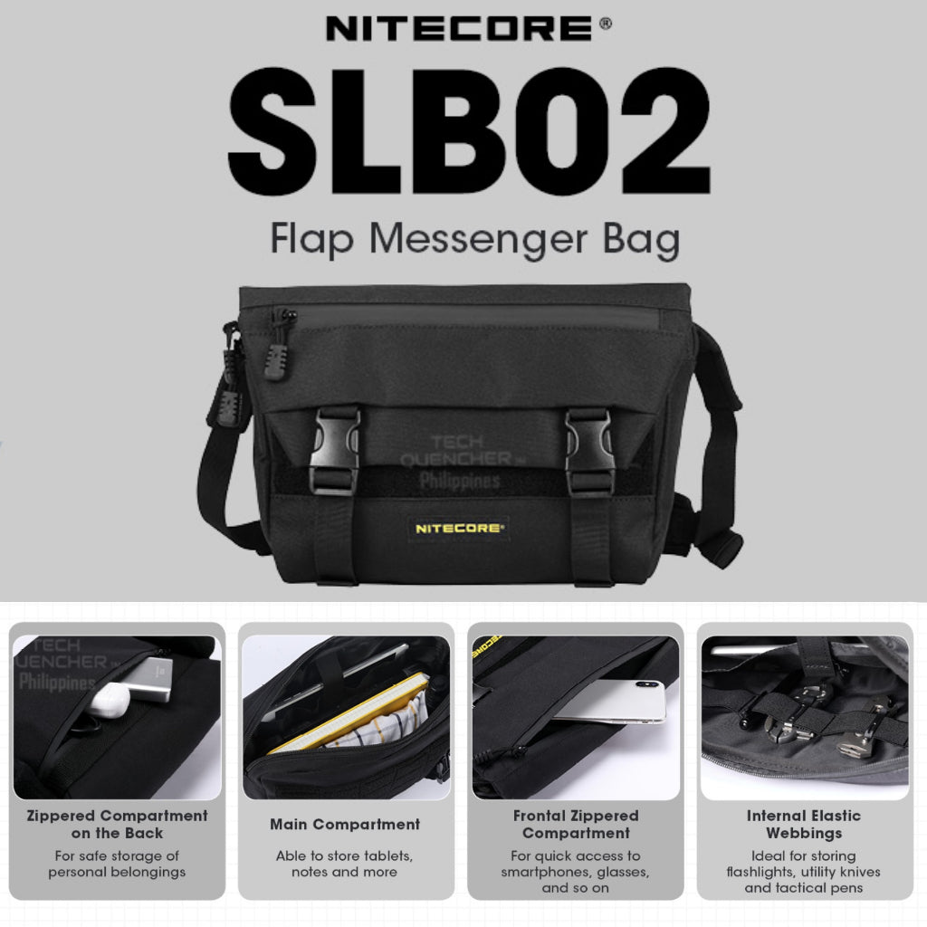 Nitecore SLB02 Sling Bag - Messenger Bag - 2L - Molle System - 500D Fabric - YKK Zipper - EDC - Ipad