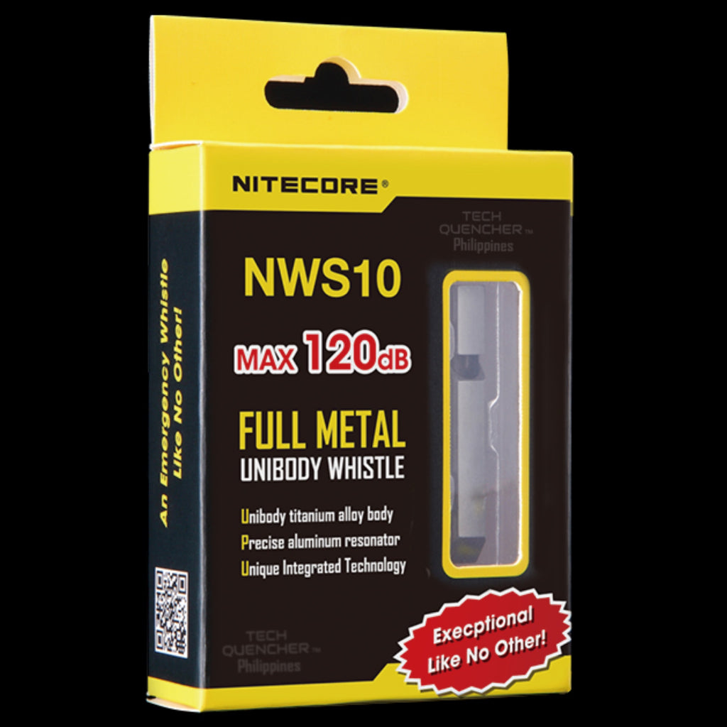 Nitecore NWS10 Titanium Whistle - Outdoor Emergency Whistle - 120 decibels - Teflon Resonator - EDC