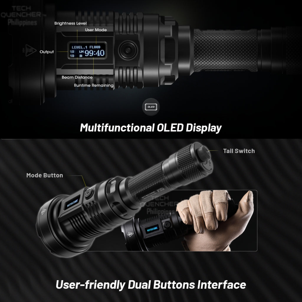 Nitecore P35i LEP Flashlight - 1650 meters - 3000 lumens - USB-C 5000mAh Rechargeable Battery -IP68