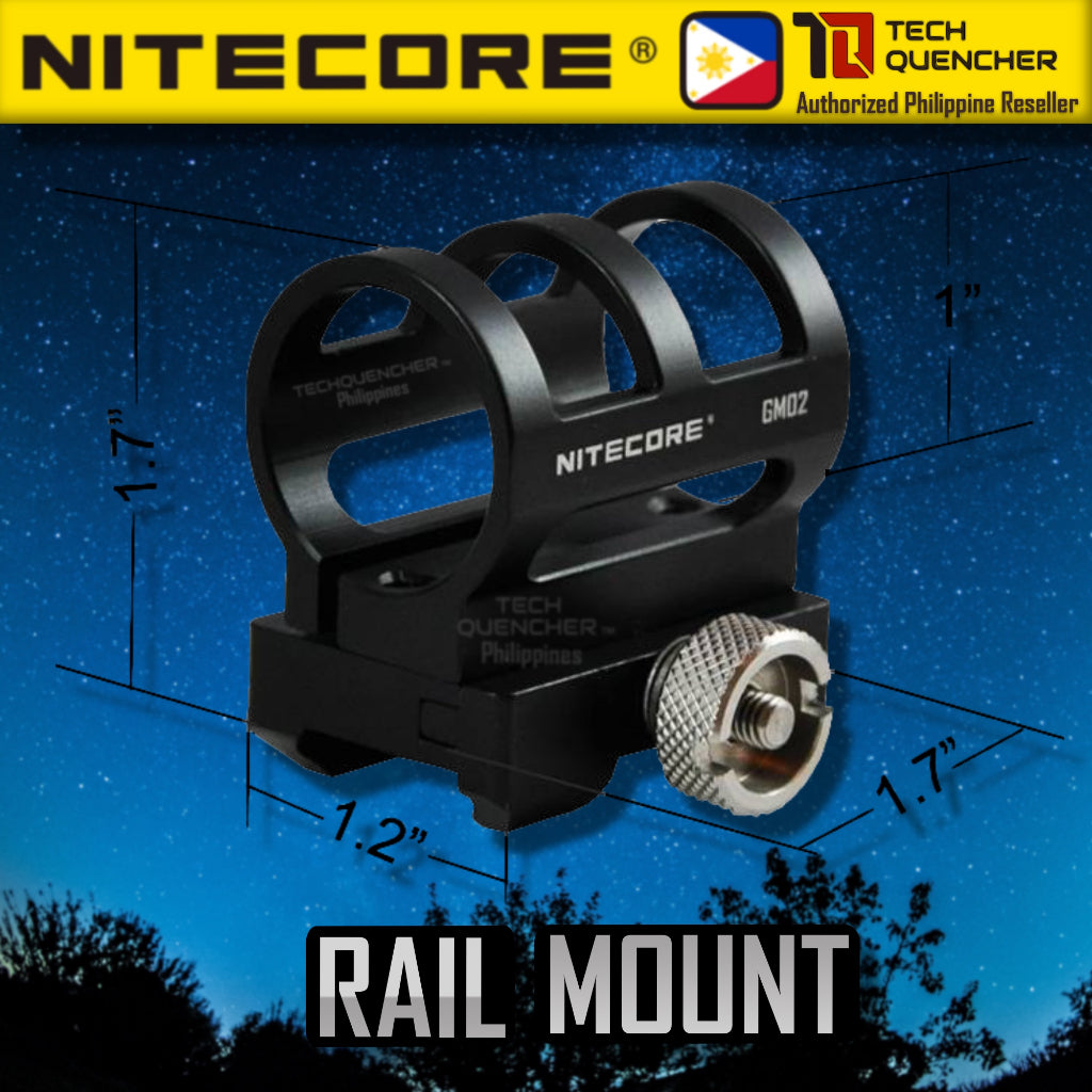 Nitecore GM02 Flashlight Holder - Rail Mount System - Supports 1 inch ( 25.4mm ) Diameter Flashlight