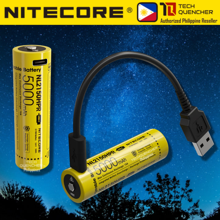 Nitecore NL2150HPR Battery - 5000mAh - 15A - 21700 - High Drain USB-C Rechargeable Battery