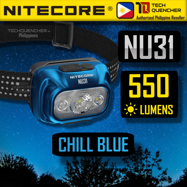 Nitecore NU31 Headlamp 550 Lumens - 95.5g -Triple Output - USB-C 1800mah Rechargeable Battery - IP66