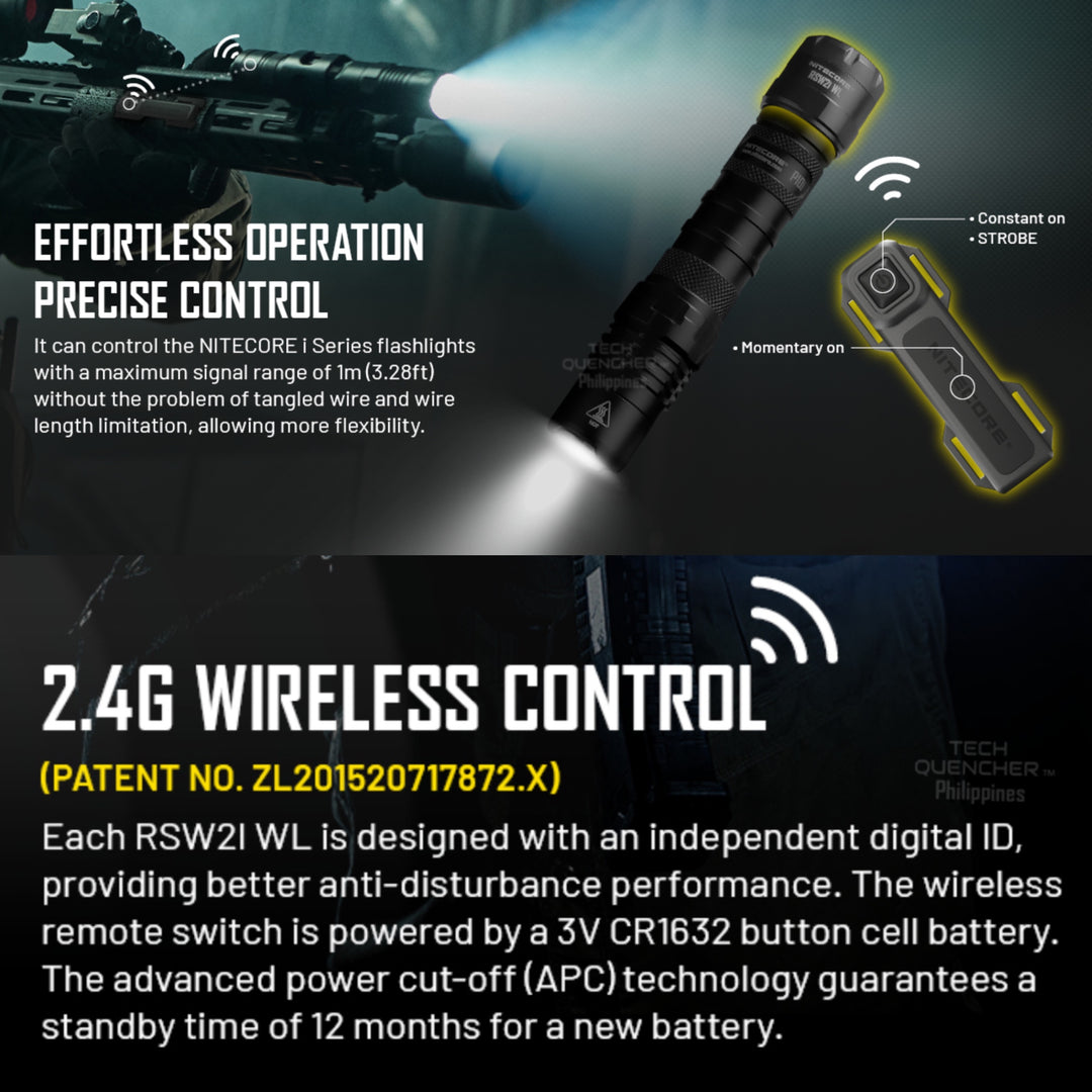 Nitecore RSW2i WL Wireless Remote Switch Flashlight -  P35i P20ix P10iX P30i - Tactical EDC