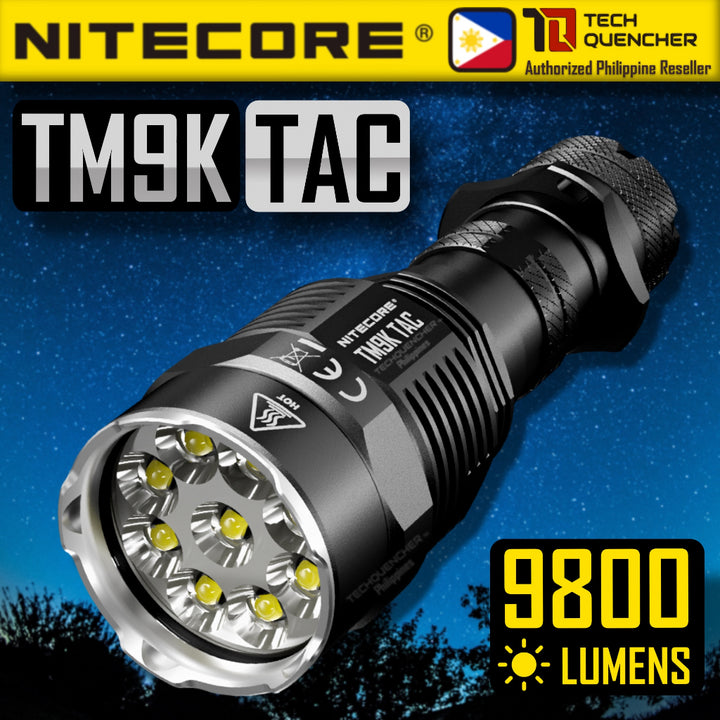 Nitecore TM9K TAC Flashlight - 9800 Lumens - 5000mAh Battery - USB-C QC Charging - IP68 - Tac Ring