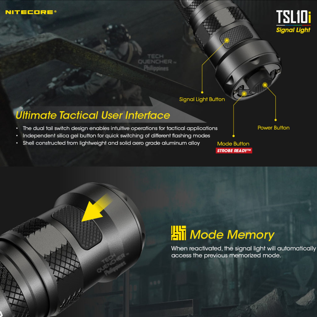 Nitecore TSL10i Tailcap - Signal Light - Flashing - Red / Blue / Green / White - EDC - I Series