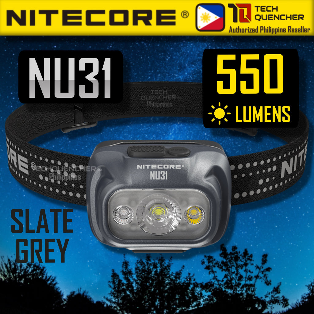 Nitecore NU31 Headlamp 550 Lumens - 95.5g -Triple Output - USB-C 1800mah Rechargeable Battery - IP66