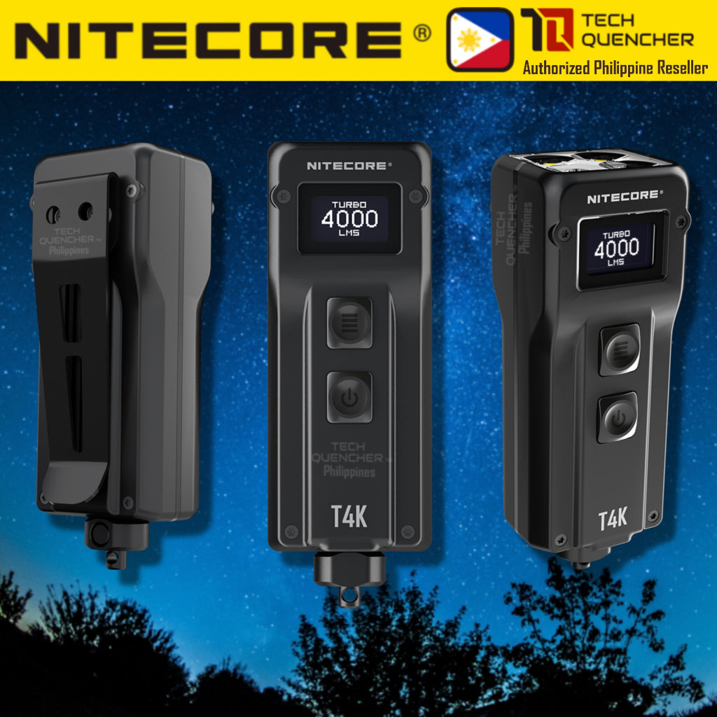 Nitecore T4K Keychain Flashlight - 4000 Lumens - Mechanical Release - OLED Display - USB-C Charging