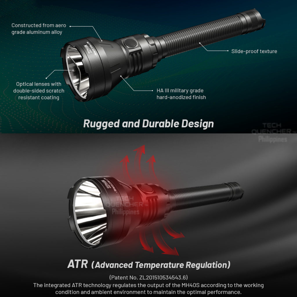 Nitecore MH40S Flashlight - 1500 meters  Long Range - USB-C 10000mAh Battery - Vibration Indicator