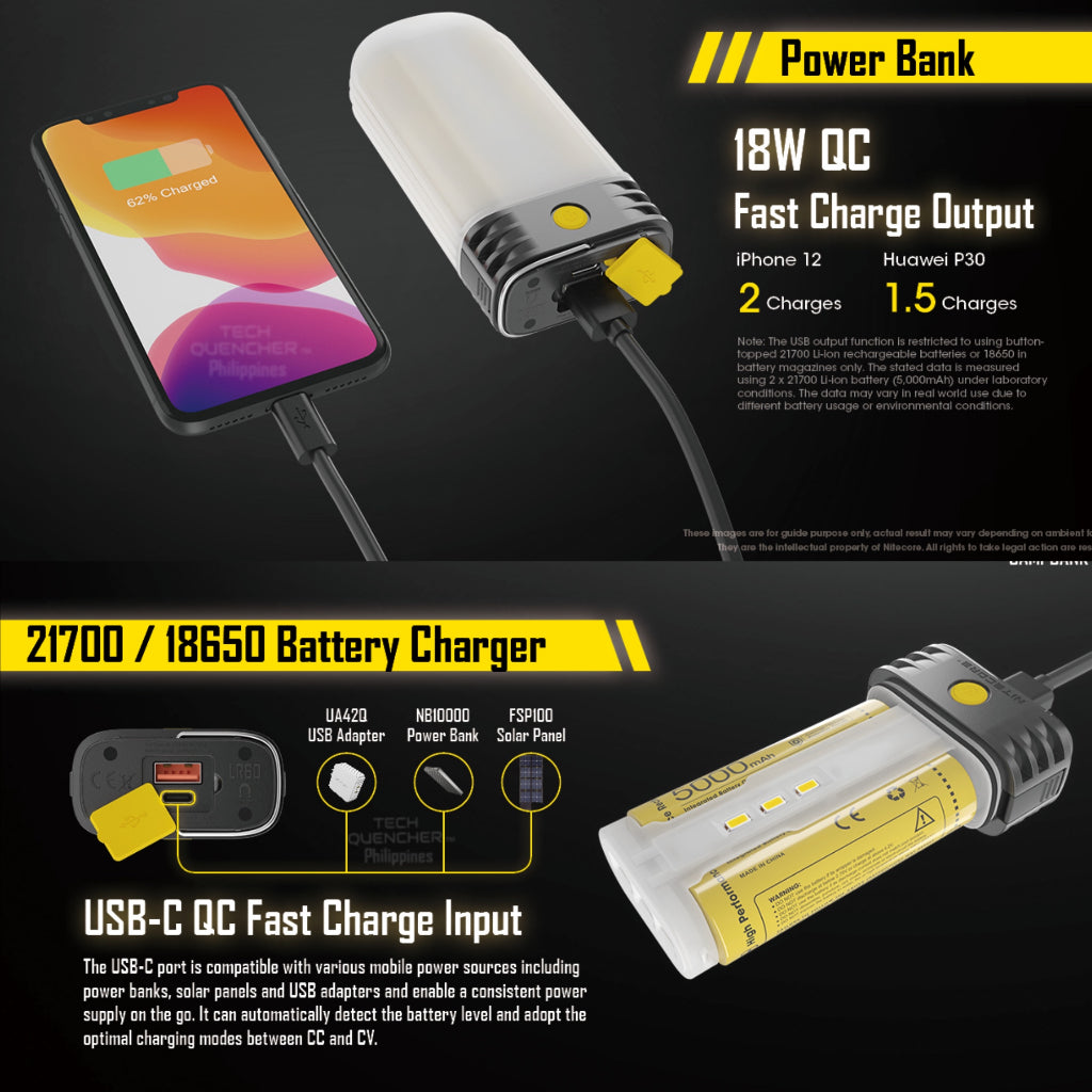 Nitecore LR60 Camping Lantern - 150h Runtime - 10000mah USB-C Rechargeable Battery - Powerbank- EDC