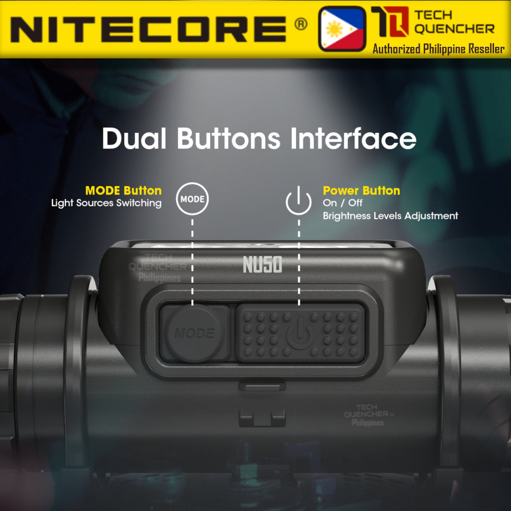 Nitecore NU50 Headlamp 1400 Lumens -146g -Dual Output - USB-C Rechargeable 4000mah Battery - IP68