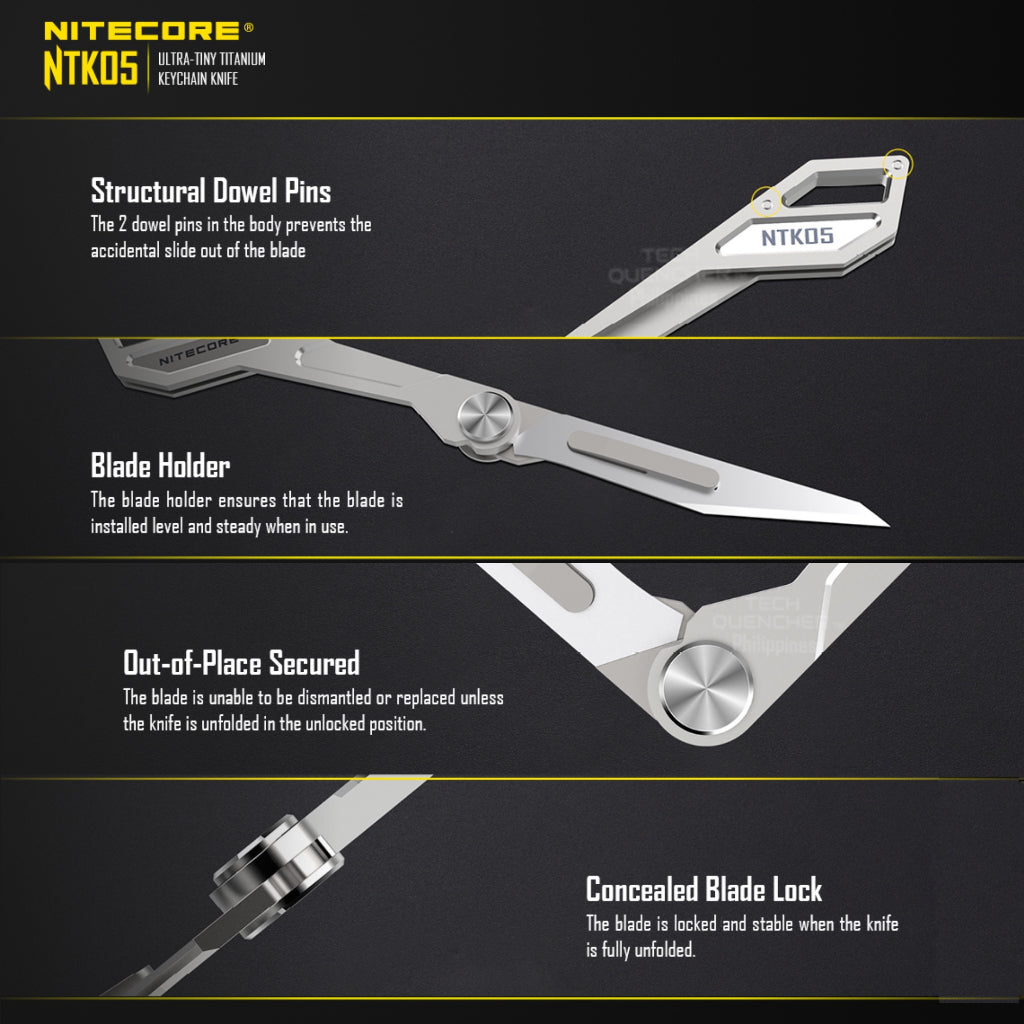 Nitecore NTK05 Titanium Knife - Ultra Tiny Kechain Knife - EDC - 4.8grams - 55mm - Replaceable blade