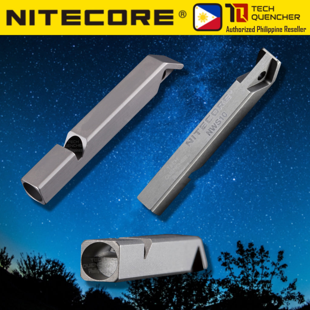 Nitecore NWS10 Titanium Whistle - Outdoor Emergency Whistle - 120 decibels - Teflon Resonator - EDC