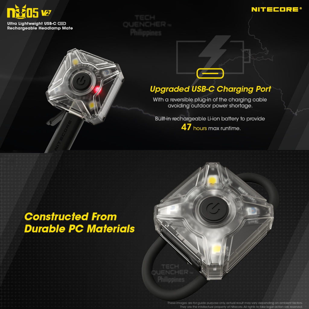 Nitecore NU05 V2 KIT - Multipurpose Package - Headlamp - Signal Light - Biking - USB-C - IP66