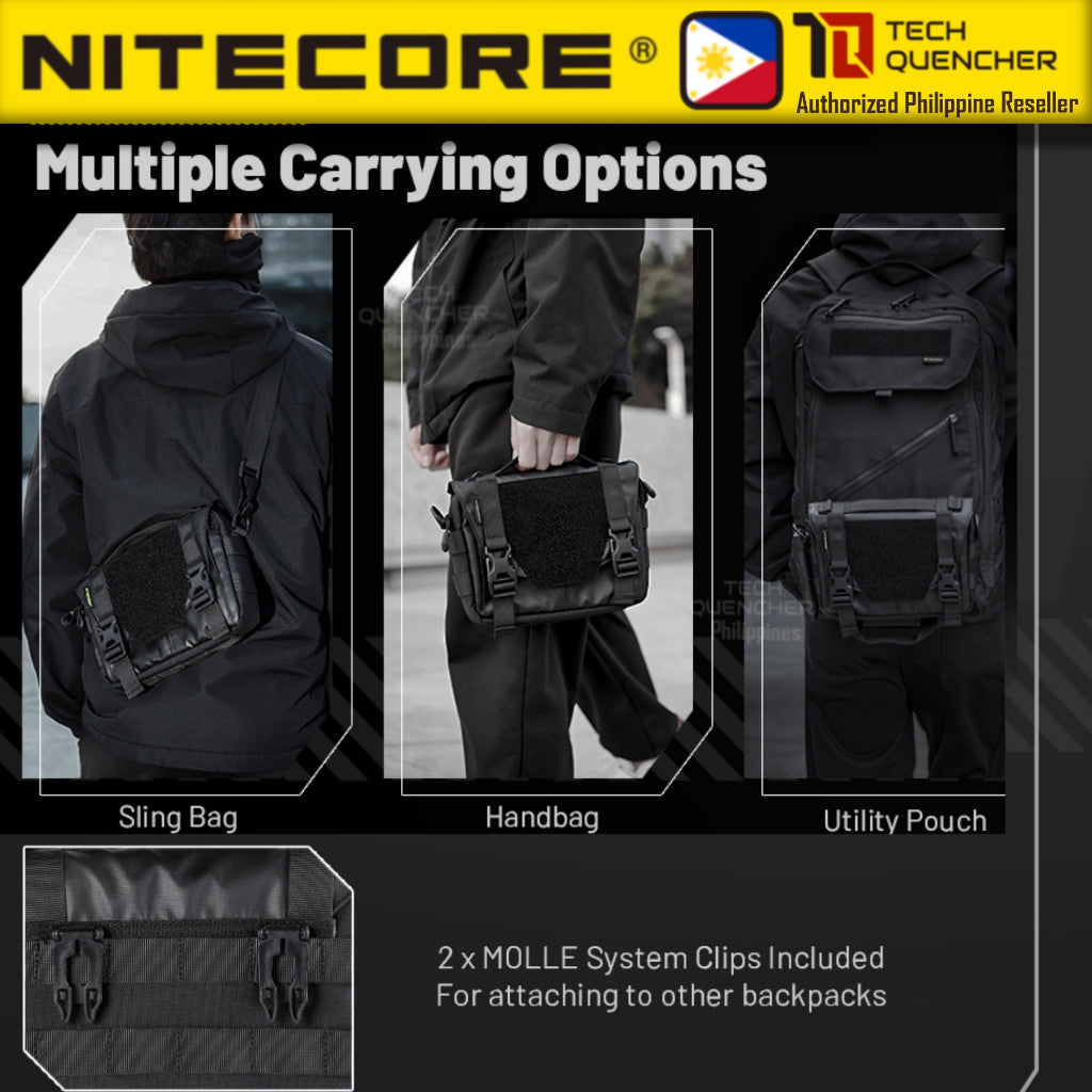 Nitecore SLB05 Sling Bag - Commuter Bag - 2L - Molle System - 500D Fabric - YKK Zipper - EDC - Ipad