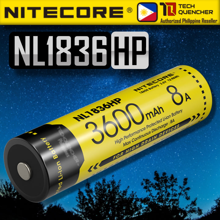 Nitecore NL1836HP Battery - 3600mAh 8A 18650 High Performance Protected Li-ion Rechargeable Battery