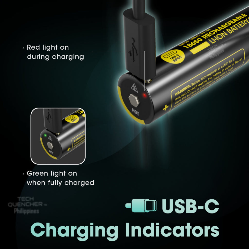 Nitecore NL1836R Battery - 3600mAh - 18650 - USB-C Charging - High Performance Protected Circuit