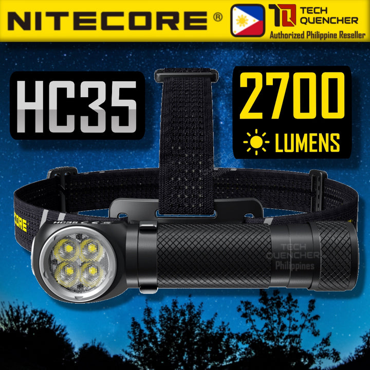 Nitecore HC35 Headlamp Flashlight  - 2700 Lumens - Magnetic Tail - USB Charging - L-Shaped - IP68