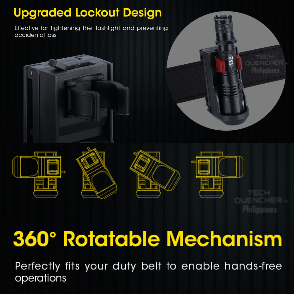 Nitecore NTH25 Tactical Flashlight Holster - Belt Holster - Rotating - Lockout Function - P20iX