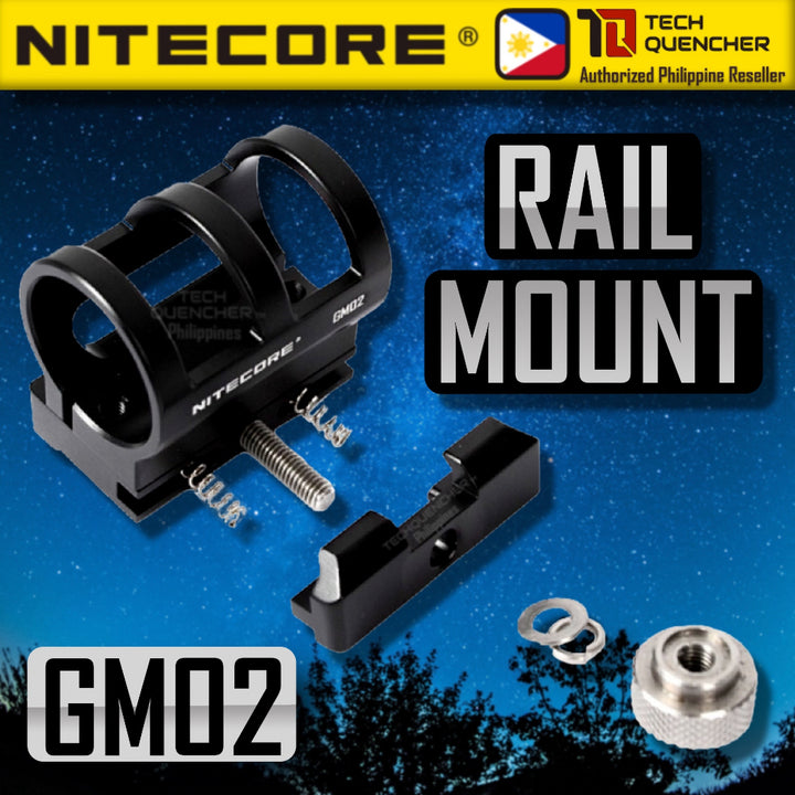 Nitecore GM02 Flashlight Holder - Rail Mount System - Supports 1 inch ( 25.4mm ) Diameter Flashlight