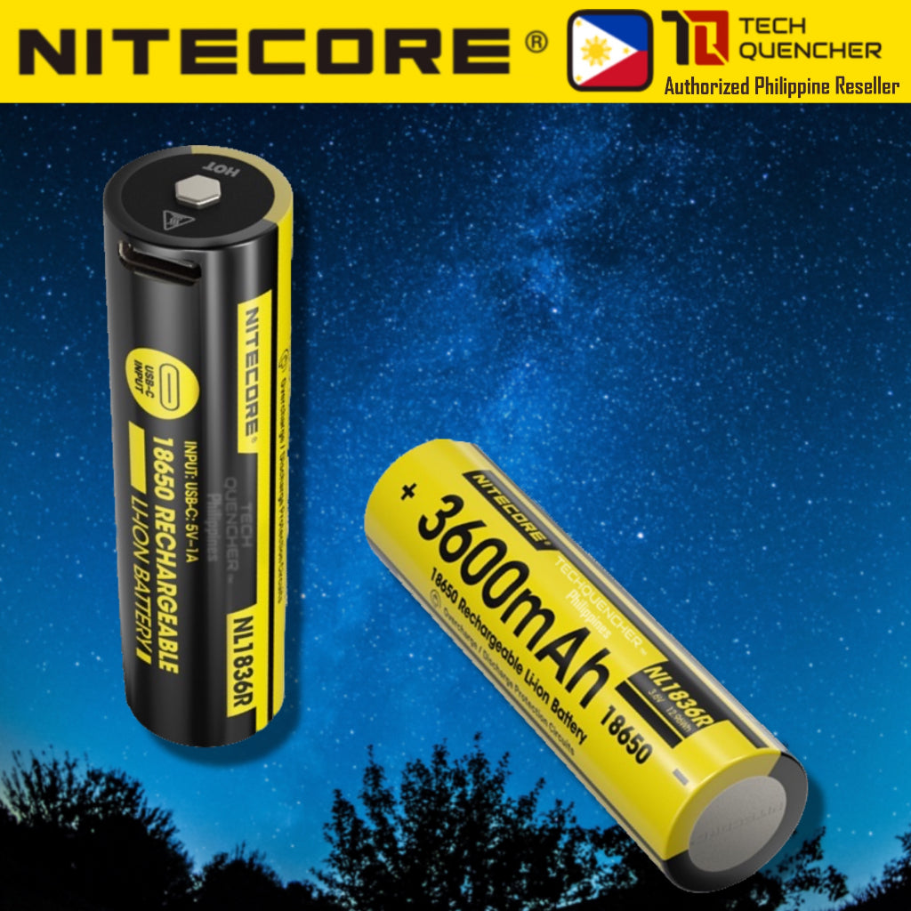 Nitecore NL1836R Battery - 3600mAh - 18650 - USB-C Charging - High Performance Protected Circuit