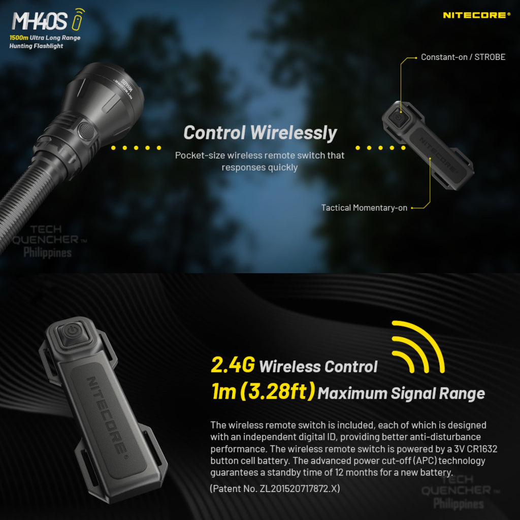 Nitecore MH40S Flashlight - 1500 meters  Long Range - USB-C 10000mAh Battery - Vibration Indicator