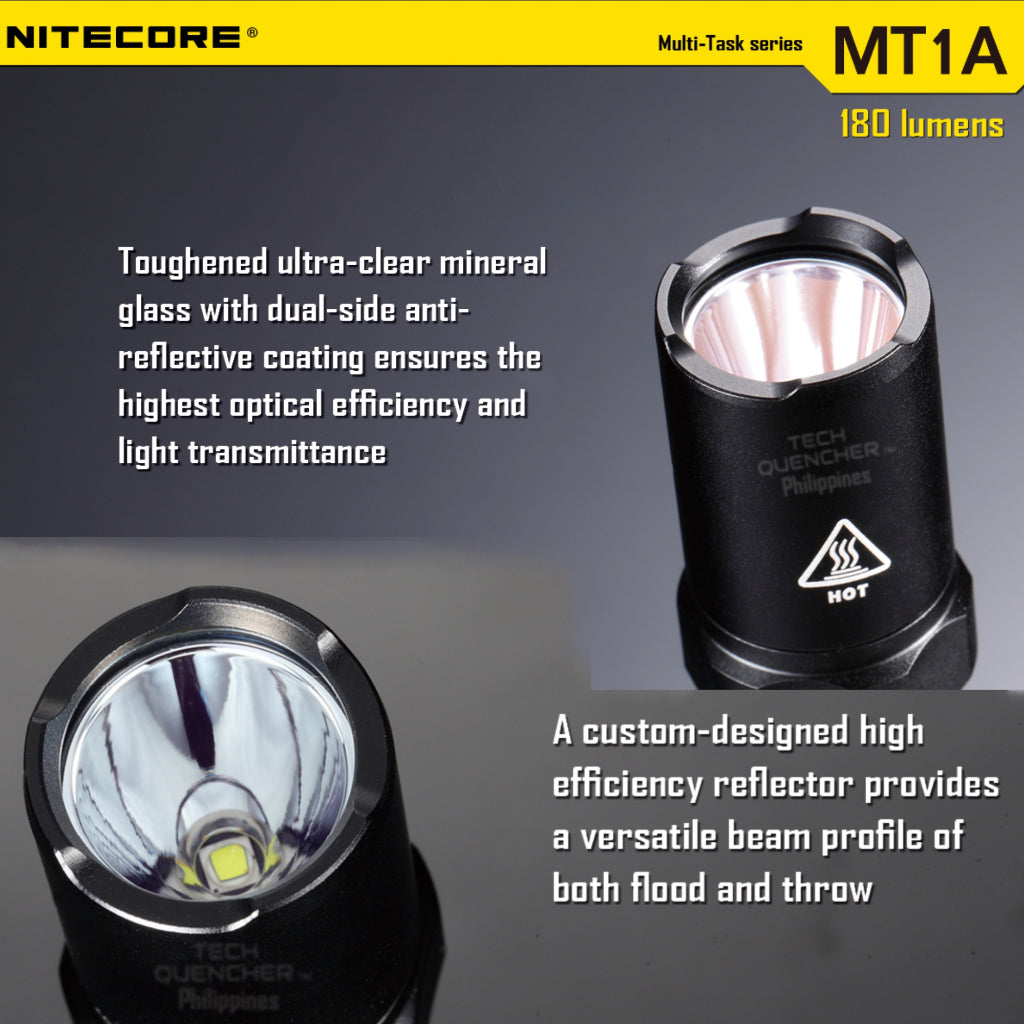 Nitecore MT1A Flashlight - 180 Lumens - AA Battery - Turbo Mode - 55grams - 60h runtime - IPX8