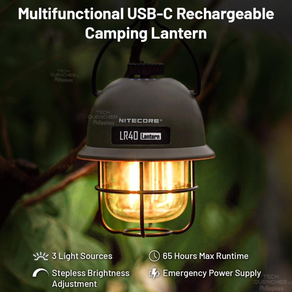 Nitecore LR40 Camping Light Lantern -65hour Runtime - 4000mah USB-C Rechargeable Battery - Powerbank