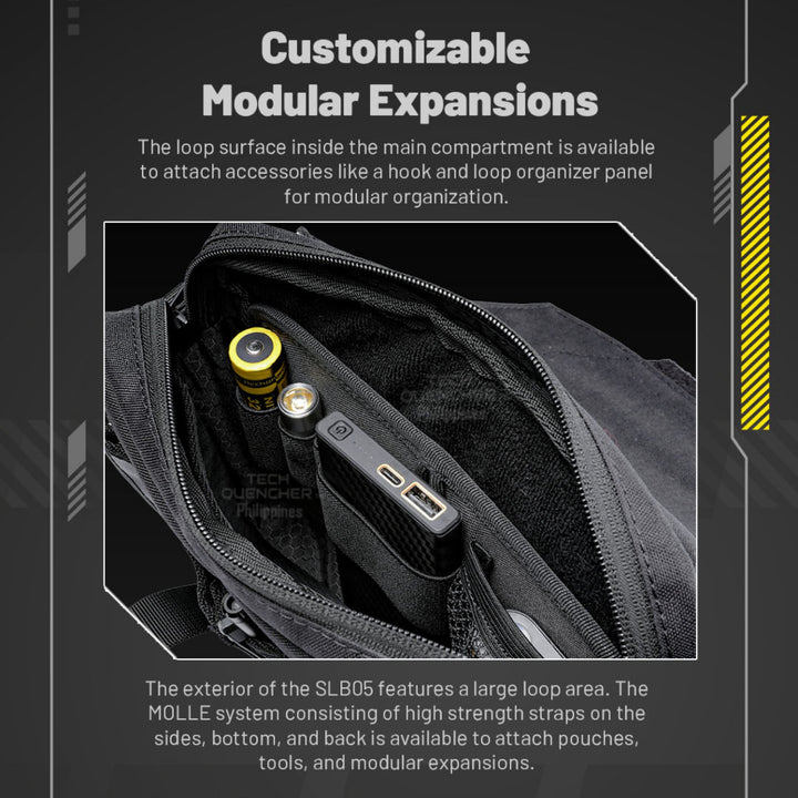 Nitecore SLB05 Sling Bag - Commuter Bag - 2L - Molle System - 500D Fabric - YKK Zipper - EDC - Ipad