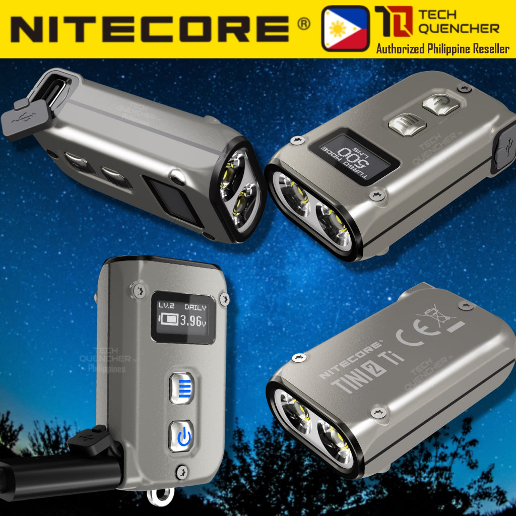 Nitecore Tini2 Special Edition - Ti and SS - Keychain Flashlight - 500 Lumens - 21.5g - OLED - USB-C