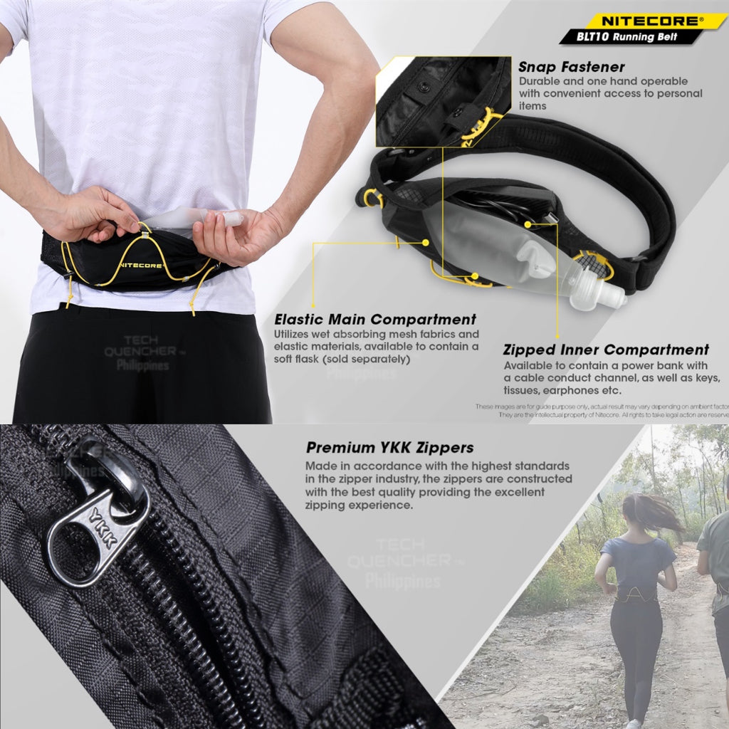 Nitecore BLT10 Running Belt - Lightweight - Breathable - Anti Slider - Belt Bag - Fanny Pack