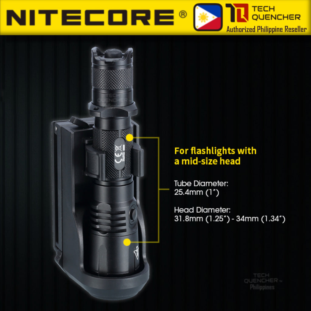 Nitecore NTH25 Tactical Flashlight Holster - Belt Holster - Rotating - Lockout Function - P20iX