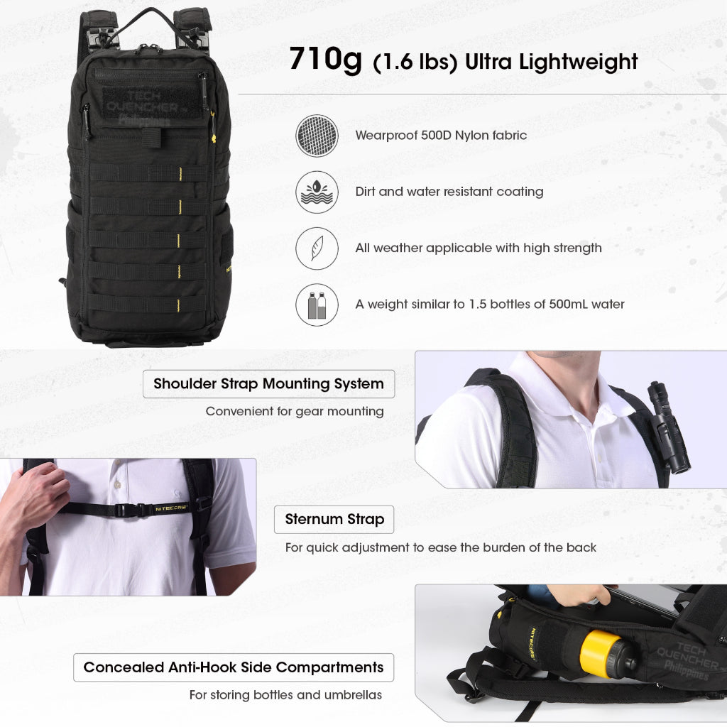 Nitecore BP18 Backpack 18L -  Commuter - Travel - Water Resistant  - 14 inch Laptop - Sling Bag Mode