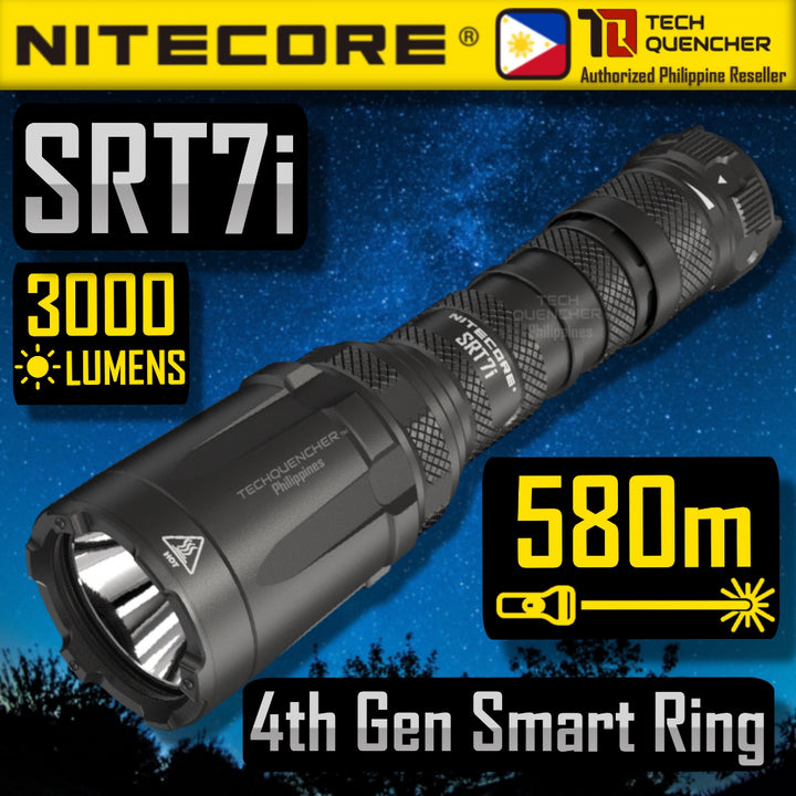 Nitecore SRT7i Tactical Flashlight - 580 Meter - 3000 Lumens - Smart Ring Selector - USB-C  - IP68