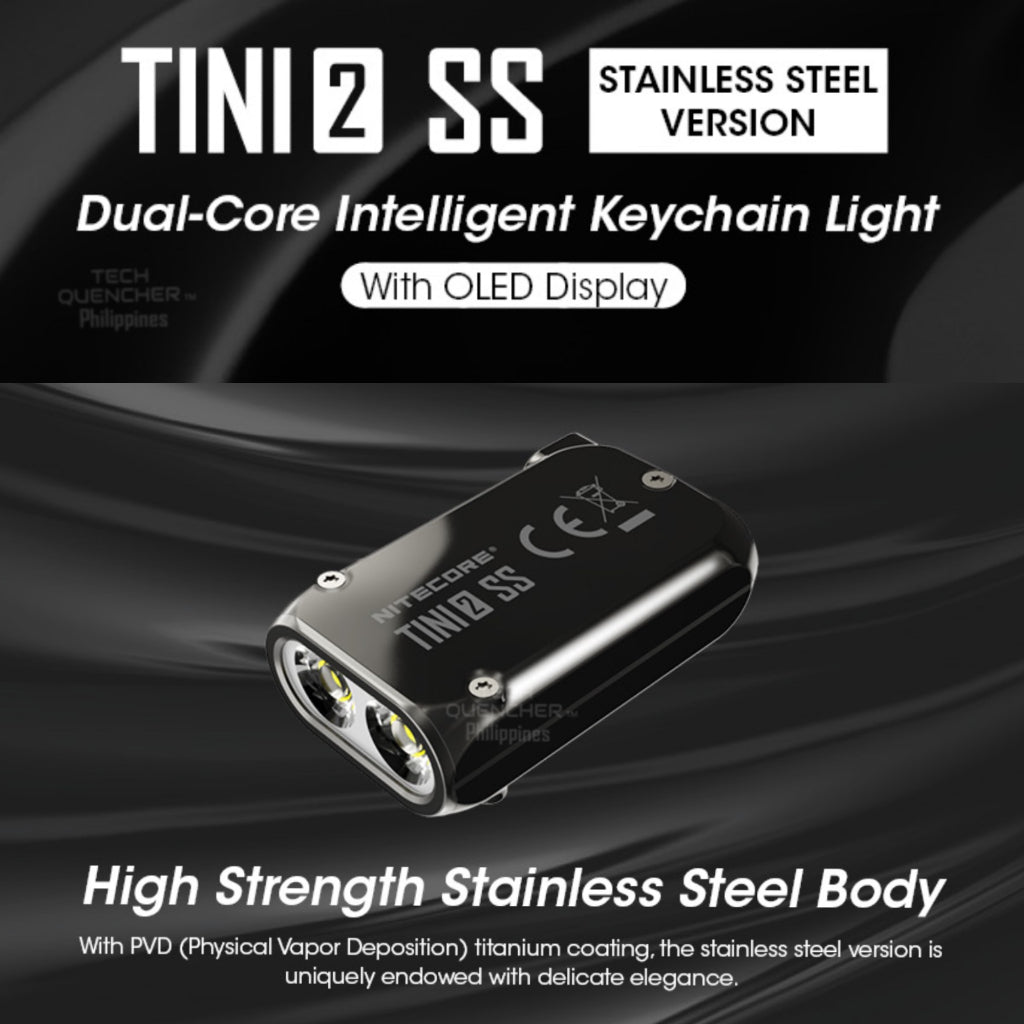 Nitecore Tini2 Special Edition - Ti and SS - Keychain Flashlight - 500 Lumens - 21.5g - OLED - USB-C