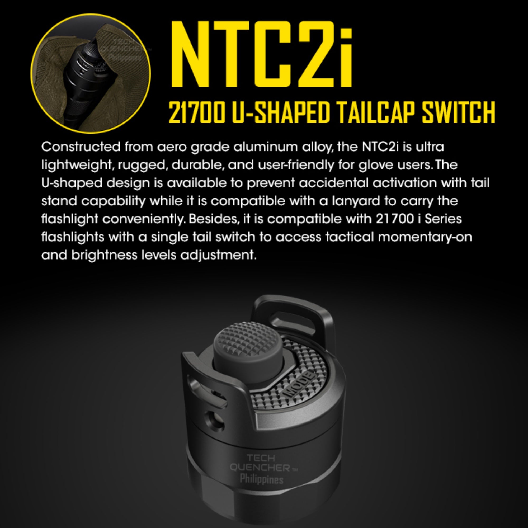 Nitecore NTC2i Tailcap - U Shape - Tail Stand - EDC - I Series P20iX P10iX P20i P10i P20iUV