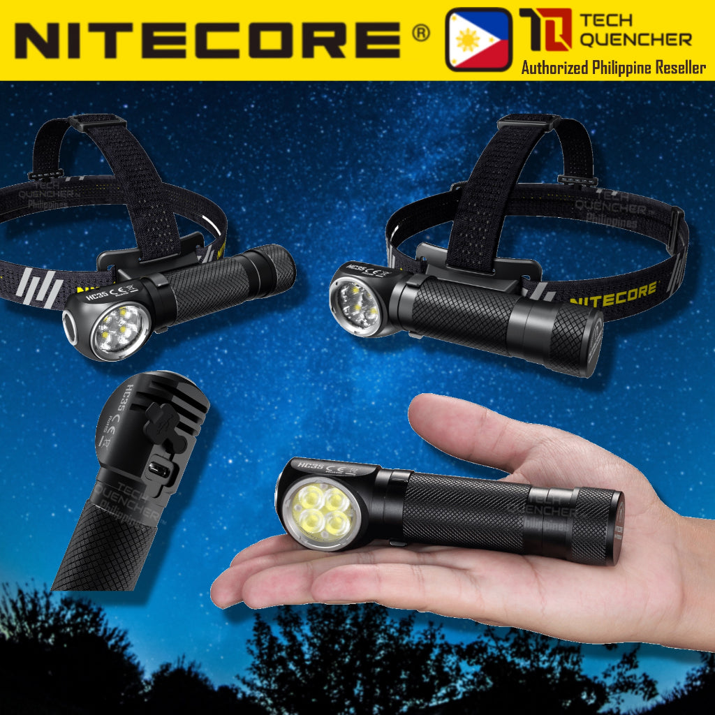 Nitecore HC35 Headlamp Flashlight  - 2700 Lumens - Magnetic Tail - USB Charging - L-Shaped - IP68