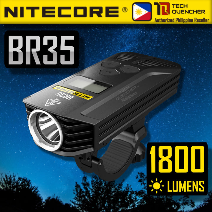 Nitecore BR35 Bike Light 1800 Lumens - Dual Beam - OLED - USB Rechargeable 6800mAh Battery - IPX7