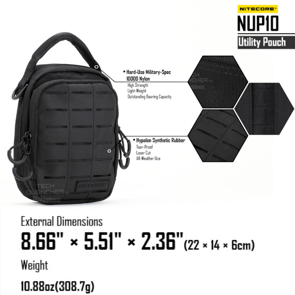 Nitecore NUP10 Utility Pouch - Hypalon Rubber  - Molle System - 1000D Fabric - EDC - Modular Bag