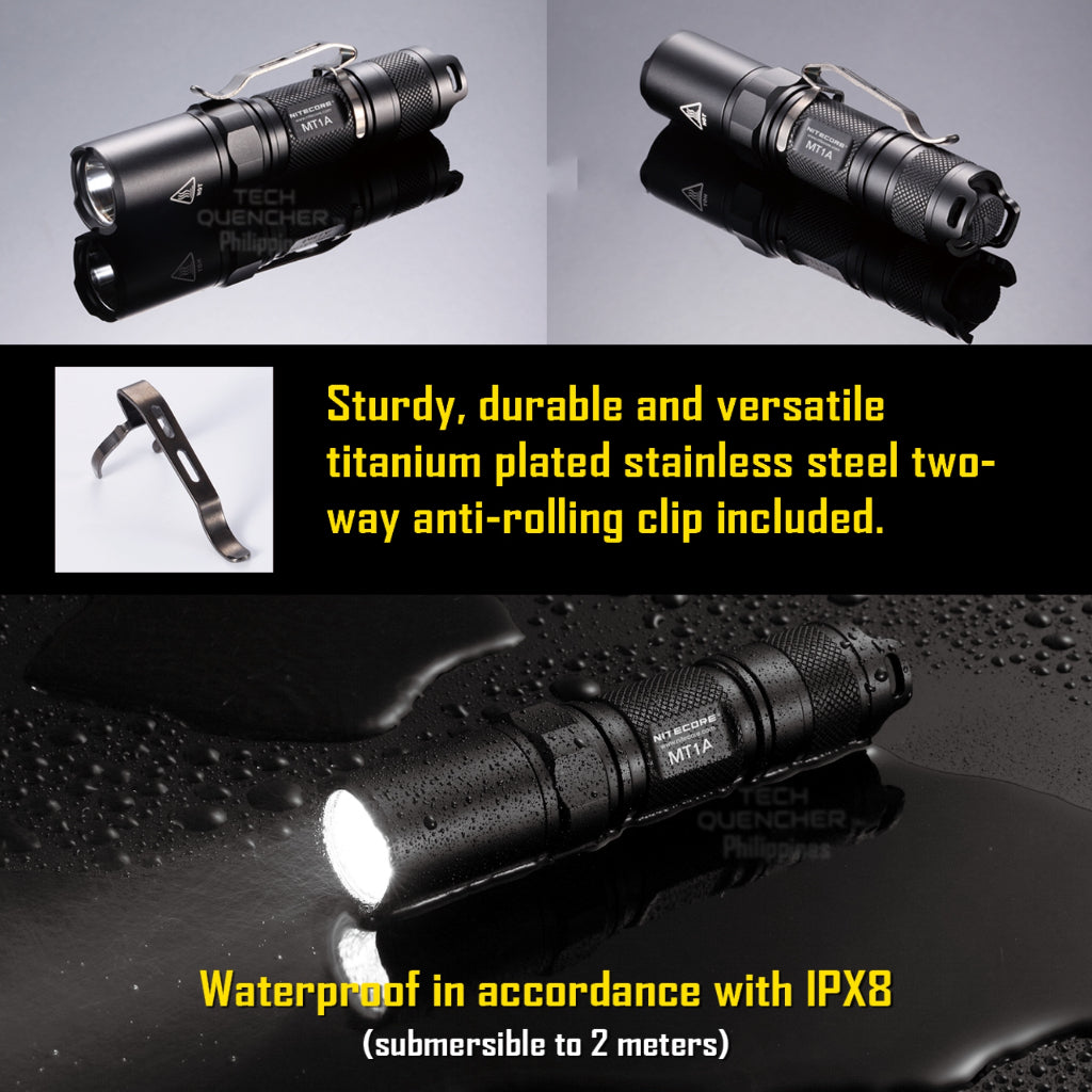 Nitecore MT1A Flashlight - 180 Lumens - AA Battery - Turbo Mode - 55grams - 60h runtime - IPX8