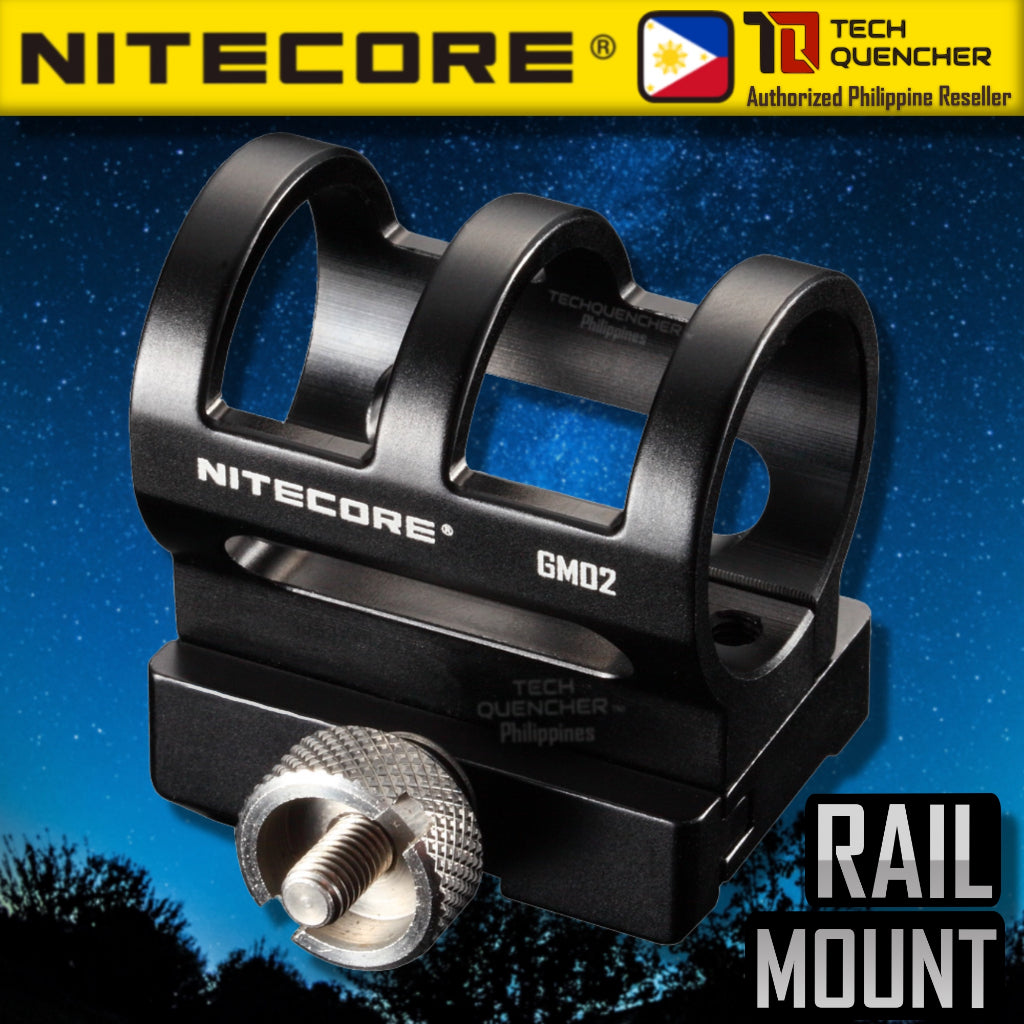 Nitecore GM02 Flashlight Holder - Rail Mount System - Supports 1 inch ( 25.4mm ) Diameter Flashlight